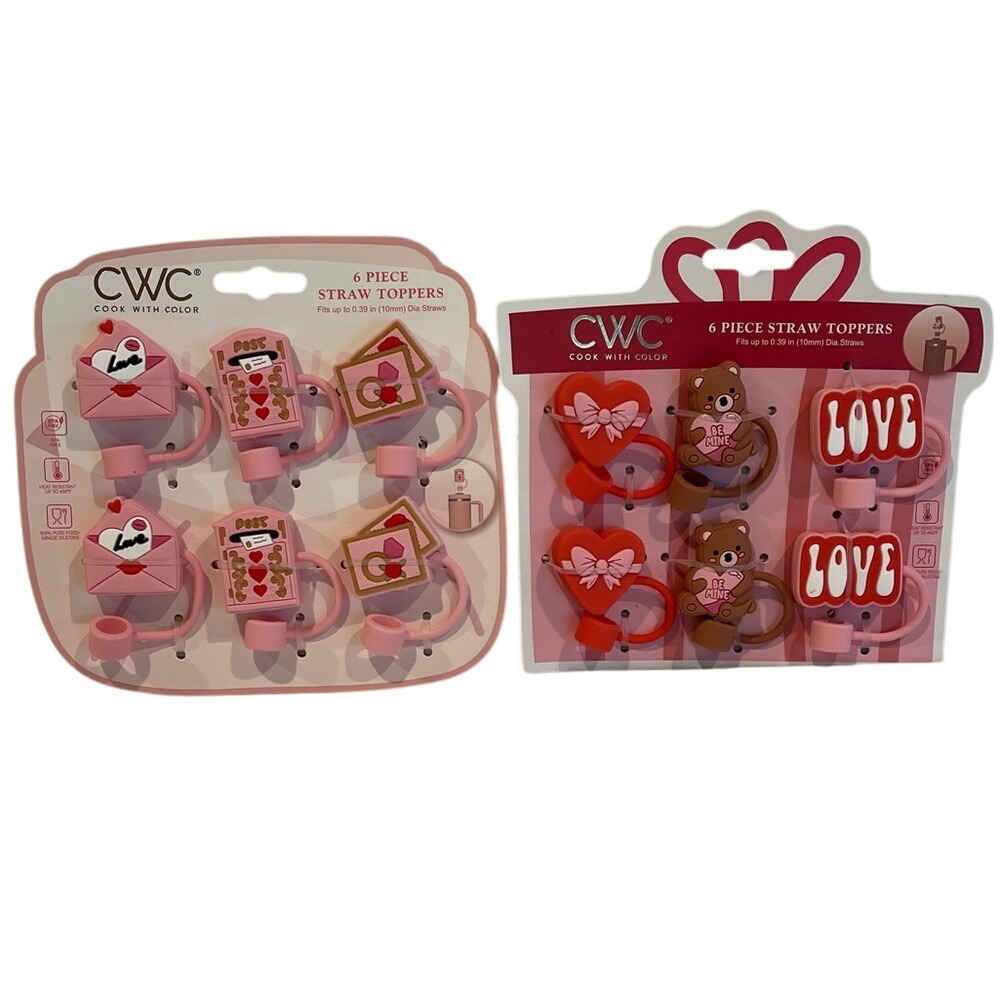 CWC Love Bear Diamond Bride Straw Toppers Set of 12